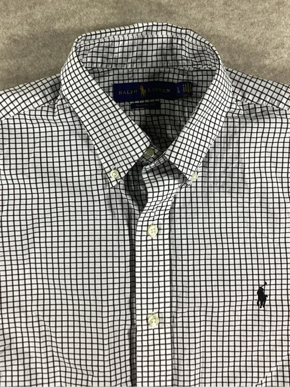 Ralph Lauren Blue & White Check Button-Down Dress Shirt